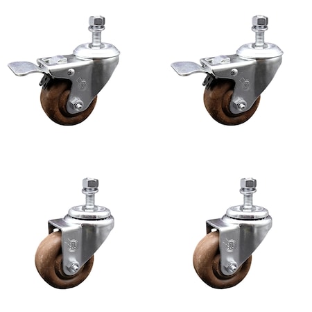 Service Caster 3.5 Inch SS High Temp Glass Filled Nylon 1/2 Inch Stem Caster Lock Brake SCC, 2PK SCC-SSTSTTL20S3514-GFNSHT-121315-2S2